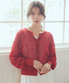 earth music&ecology 接触冷感シアークルーニットカーディガン