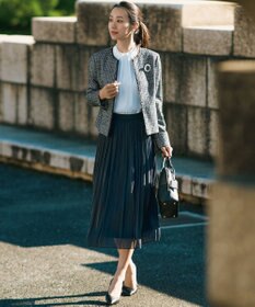 23区 S 【吸水速乾/UVケア/防シワ性】バックサテンアムンゼン スタンドフリル ブラウス