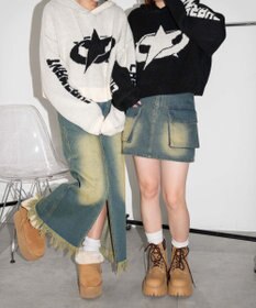 WEGO スタージャガードニットプルパーカー