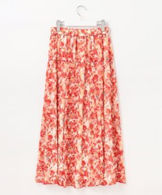 自由区 L 【ウエストゴム・洗える】オルタンシアフルールプリント スカート