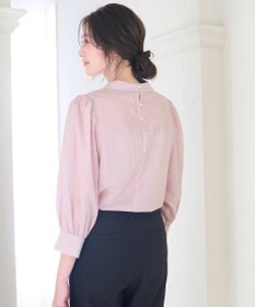 ANY SIS S 【洗える】フェイクパールストライプ ブラウス