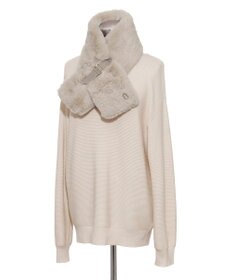 MOONBAT FURLA（フルラ）ベルト差し込みファーティペット アーチロゴ フェイクファー