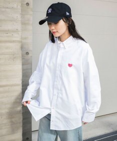 WEGO 【ユニセックス着用ITEM/MLサイズ展開】オックスフォードワンポイントシャツ（LS）