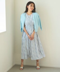 Feroux 【洗える】フラワープリントドロスト ワンピース