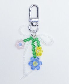 WEGO ビーズフラワーリボンキーホルダー