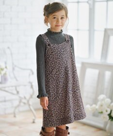 組曲 KIDS 【110-140㎝】モノトーンフラワーコーデュロイ ワンピース