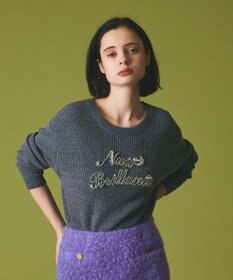 GRACE CONTINENTAL ビジューロゴニットトップ