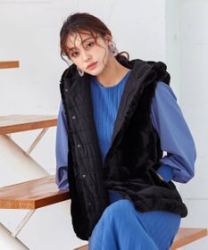 Tiaclasse 【2WAY】着回し自由のリバーシブルキルトフェイクファーベスト