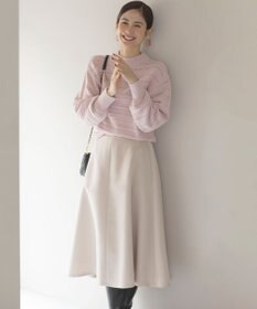 組曲 L 【WEB限定カラーあり】透かし編みバルキーボーダー柄ニット