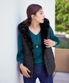 Tiaclasse 【2WAY】着回し自由のリバーシブルキルトフェイクファーベスト