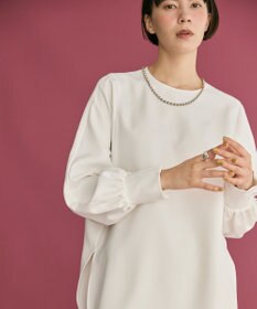 #Newans 【洗濯機可】シャーリングカフスパウダリーブラウス