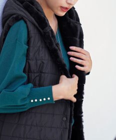 Tiaclasse 【2WAY】着回し自由のリバーシブルキルトフェイクファーベスト