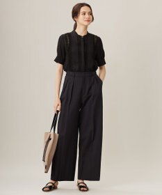 自由区 【洗える】キュプラコットンツイル半袖シャツ ブラウス