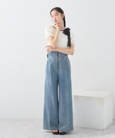 earth music&ecology サイドベルトデニムパンツ