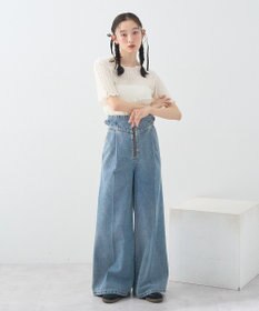 earth music&ecology サイドベルトデニムパンツ