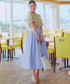 Tiaclasse 【新色追加・選べる丈】麻調タックフレアスカート