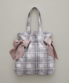 Maison de FLEUR チェックダブルリボントートバッグ