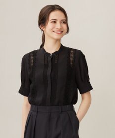 自由区 【洗える】キュプラコットンツイル半袖シャツ ブラウス