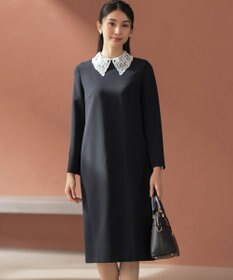 組曲 L 【KUMIKYOKU NAVY】コンフォータブルドレープ レース襟ワンピース