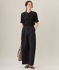 自由区 【洗える】キュプラコットンツイル半袖シャツ ブラウス