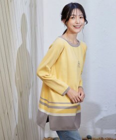 Tiaclasse L 【洗える】カラー配色ニットチュニック