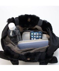 UNBILLION カシュカシュ cachecache / 下がりリボンエコファーコンビラウンドトート