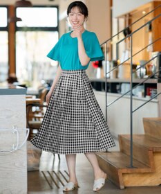 Tiaclasse 【新色追加・選べる丈】麻調タックフレアスカート