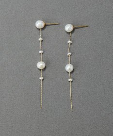 Phoebe 【金属アレルギー対応】パールドロップロングピアス　ゴールド