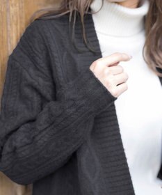 Tiaclasse L 【洗える】大人華やかなアラン柄ニットカーディガン