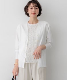 23区 レーヨンポリエステルストレッチ Vネック カーディガン ホワイト系