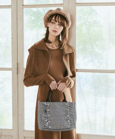 Maison de FLEUR 2Way千鳥柄フリルトートMバッグ