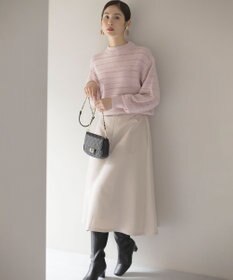 組曲 L 【WEB限定カラーあり】透かし編みバルキーボーダー柄ニット