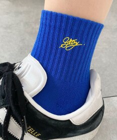 WEGO カラーロゴ刺繍アンクルパイルソックス