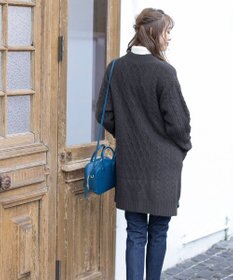 Tiaclasse L 【洗える】大人華やかなアラン柄ニットカーディガン