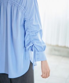 Tiaclasse 【洗える】ドロストギャザー袖シャツチュニック