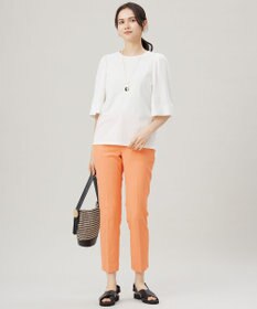 自由区 S 【接触冷感・UVカット・洗える】ストライプコットンハイゲージフレアスリーブ カットソー