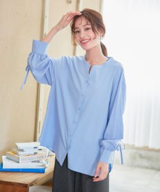 Tiaclasse 【洗える】ドロストギャザー袖シャツチュニック