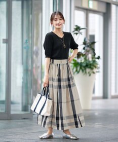 Tiaclasse L 【洗える】パフスリーブ透かし編みニットトップス