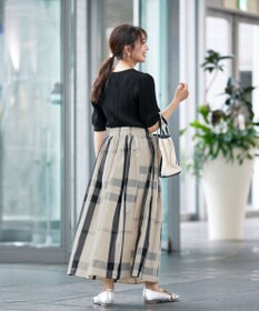 Tiaclasse L 【洗える】パフスリーブ透かし編みニットトップス