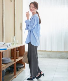 Tiaclasse 【洗える】ドロストギャザー袖シャツチュニック