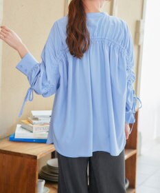 Tiaclasse 【洗える】ドロストギャザー袖シャツチュニック