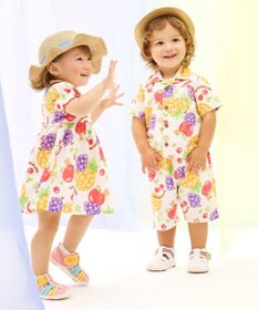 MIKI HOUSE HOT BISCUITS 【ビーンズ×フルーツシリーズ】【80-120cm】襟付き 半袖ワンピース