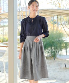 Tiaclasse 【新色追加・選べる丈】麻調タックフレアスカート