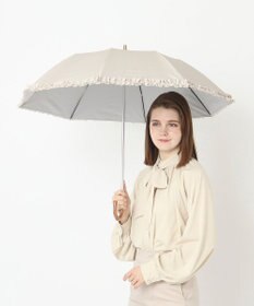 MOONBAT ランバン オン ブルー 晴雨兼用日傘 折りたたみ傘 ドビー×フリル 遮光 遮熱 UV