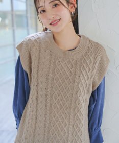 Tiaclasse 【2点セット】ニットベスト＋起毛シャツ