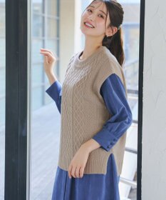 Tiaclasse 【2点セット】ニットベスト＋起毛シャツ