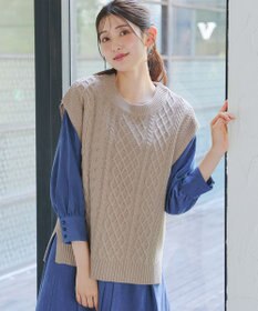 Tiaclasse 【2点セット】ニットベスト＋起毛シャツ