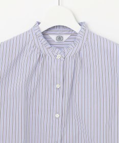 J.PRESS LADIES L 【洗える】BEZ ストライプ フリルネック ブラウス