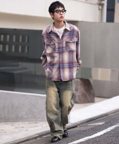 WEGO 【2025年秋冬新作/ユニセックス着用ITEM/SMLサイズ展開】ヘビーネルチェックシャツ（LS）