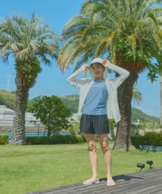 OP／FILA 【Ocean Pacific】フェイスガード付き バックフリル ラッシュガードパーカー